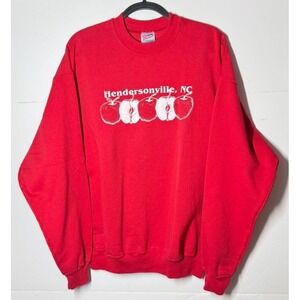 Vintage Hendersonville NC Sweatshirt 2XL‎ Crew Apple Red Retro Graphic Unique
